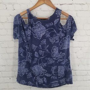 🌵 Banana Republic Floral Cold Shoulder Top sz M